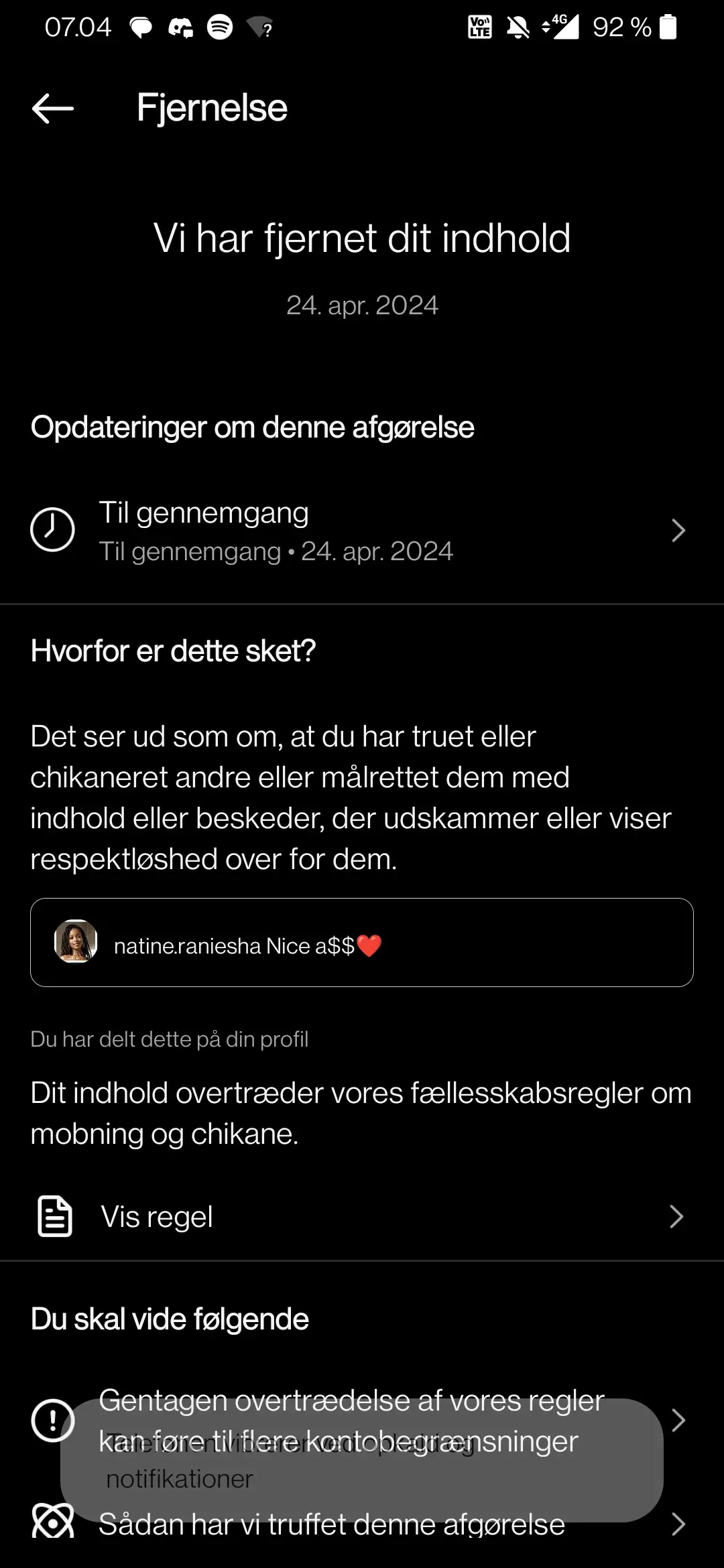 Instagram Content Remove