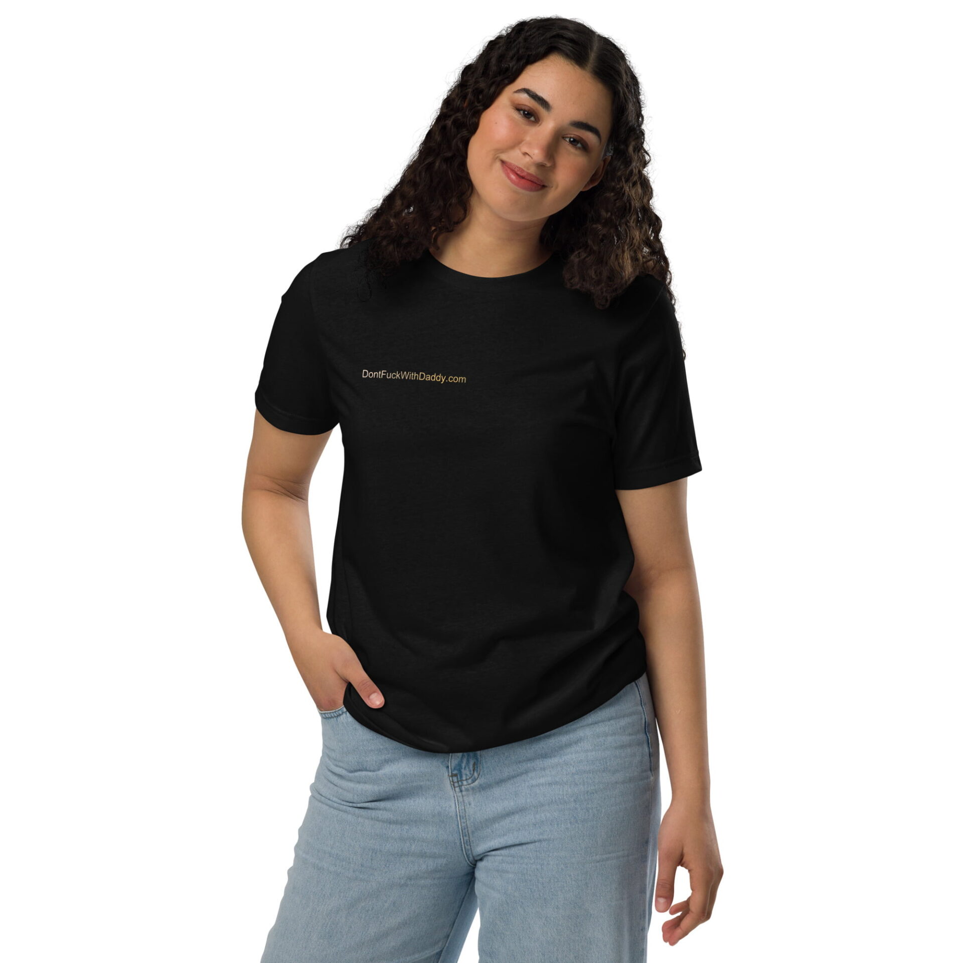 Unisex staple eco t-shirt - "DontFuckWithDaddy.com" Gold Print