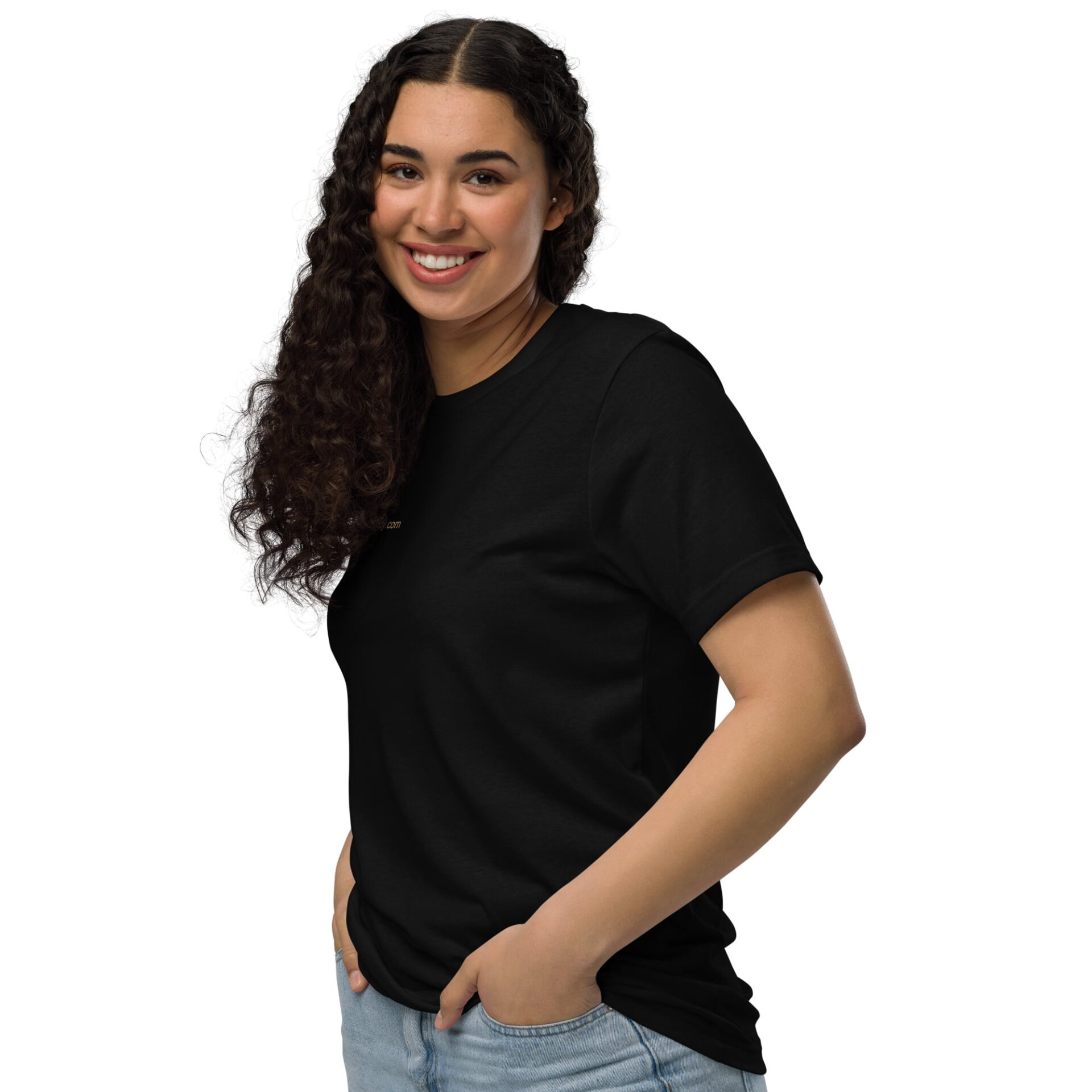 Unisex staple eco t-shirt - "DontFuckWithDaddy.com" Gold Print - Image 6