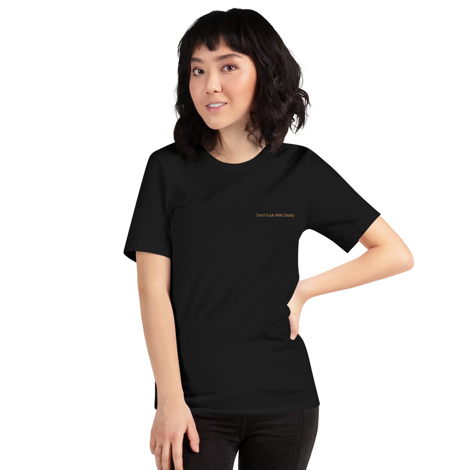 Unisex t-shirt - Don't Fuck With Daddy Embroidery on front. Gold print on back. - Image 6