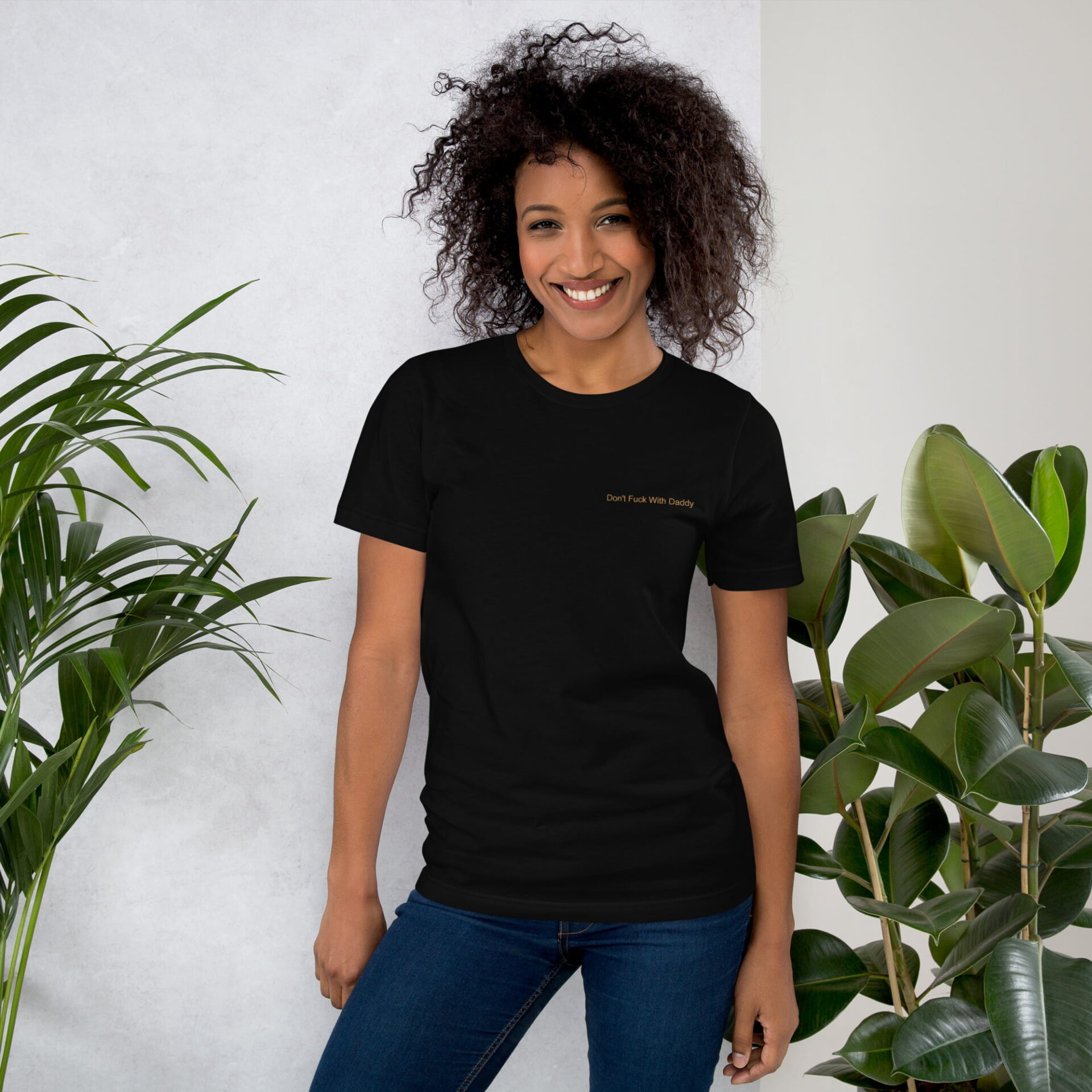Unisex t-shirt - Don't Fuck With Daddy Embroidery on front. Gold print on back. - Image 7