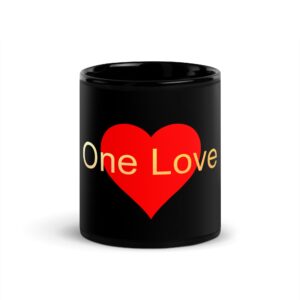 Black Glossy Mug - One Love - Heart