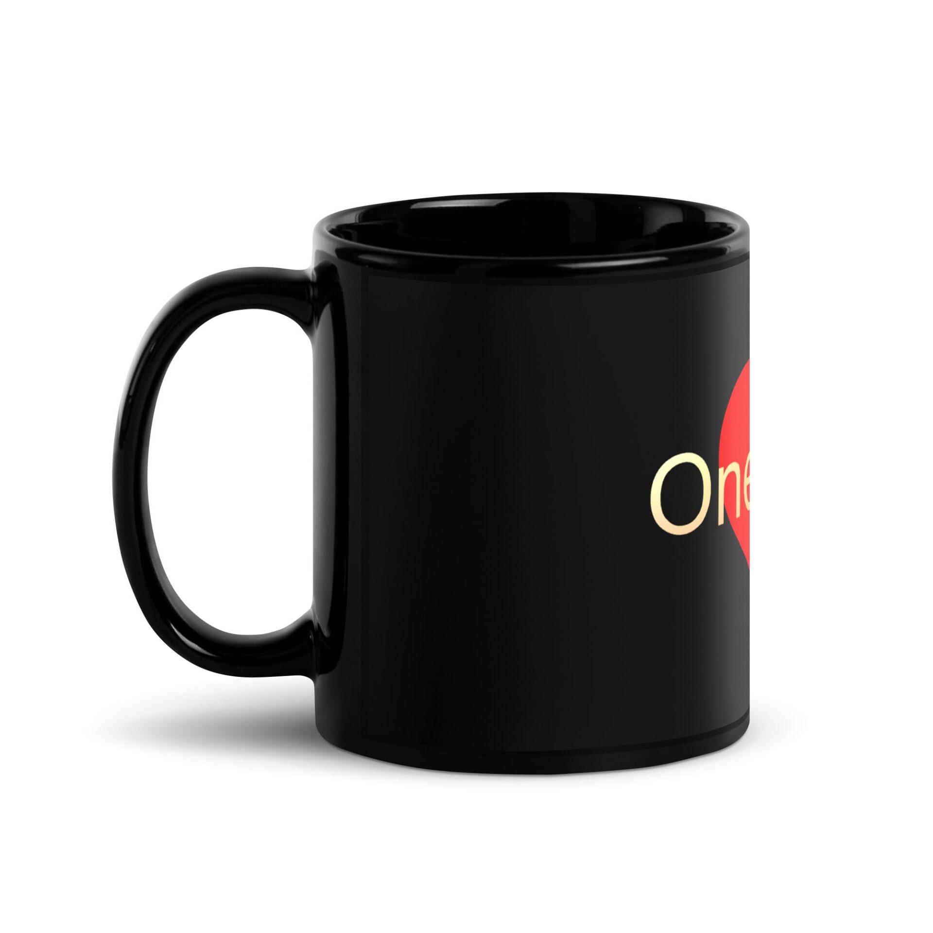Black Glossy Mug - One Love - Heart - Image 2