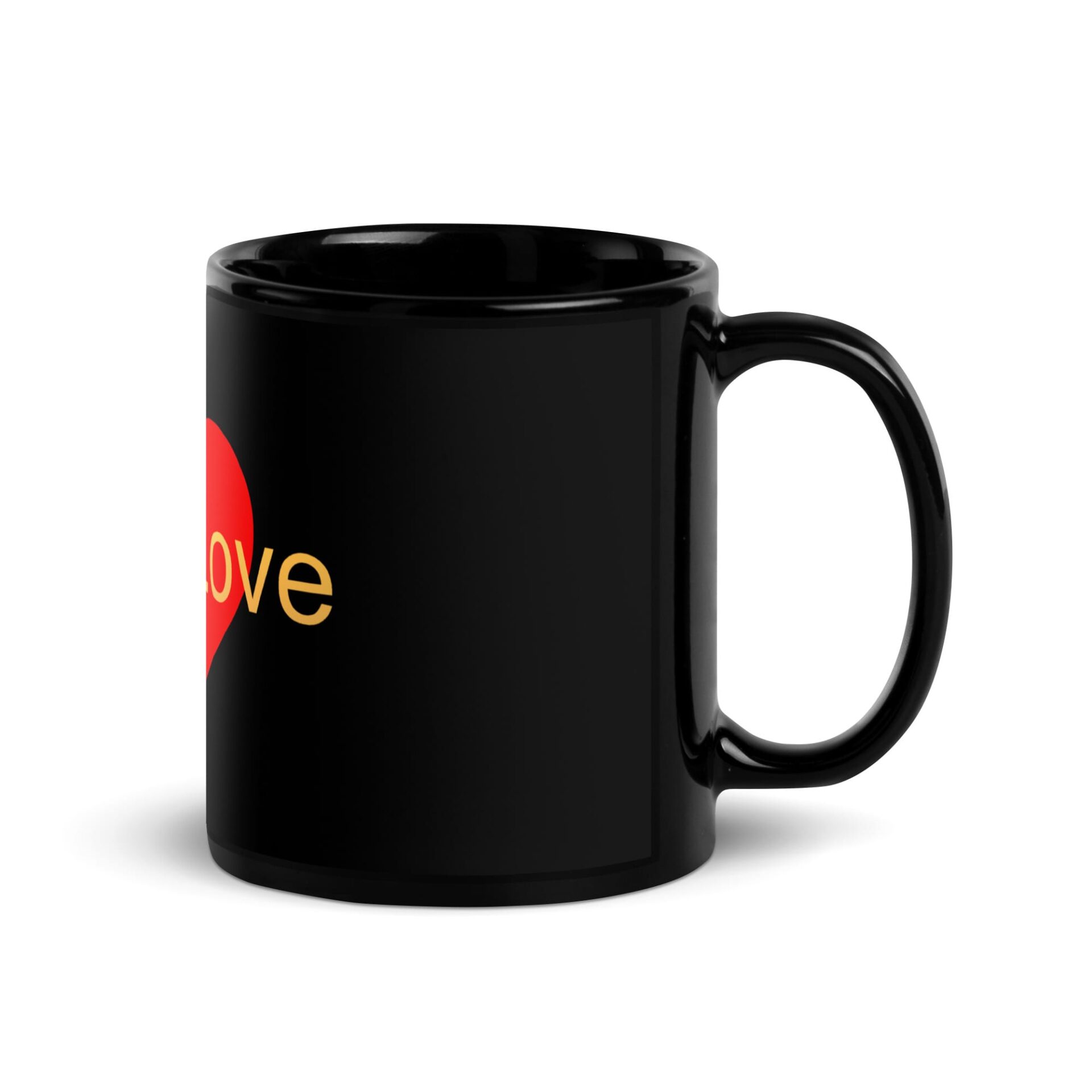 Black Glossy Mug - One Love - Heart - Image 3