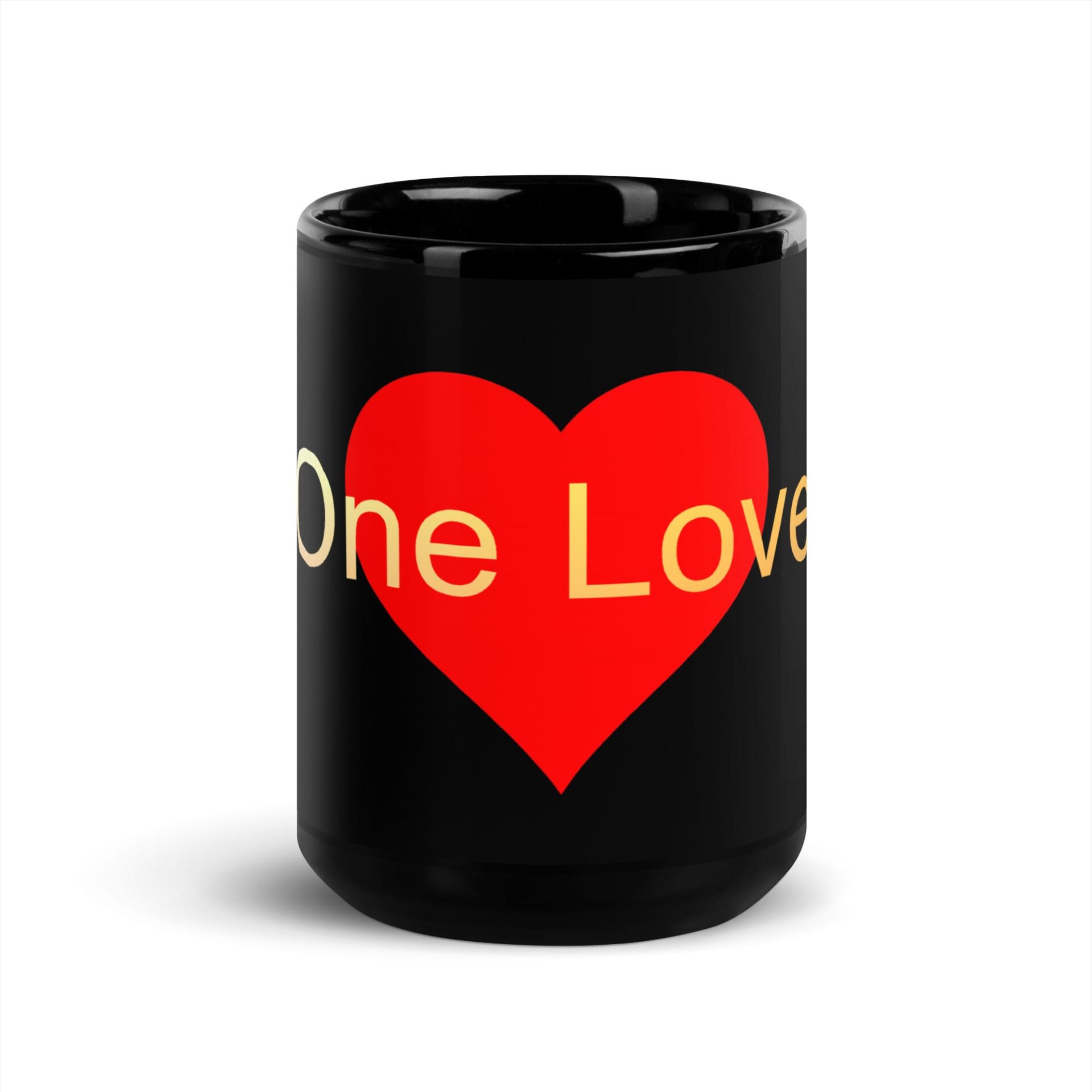 Black Glossy Mug - One Love - Heart - Image 6