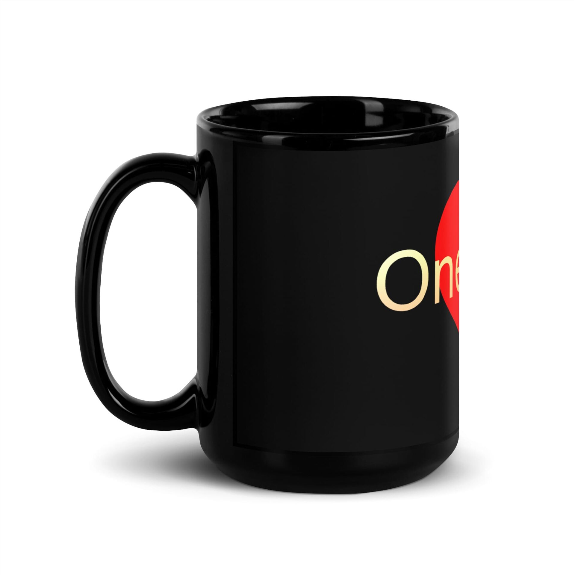 Black Glossy Mug - One Love - Heart - Image 4