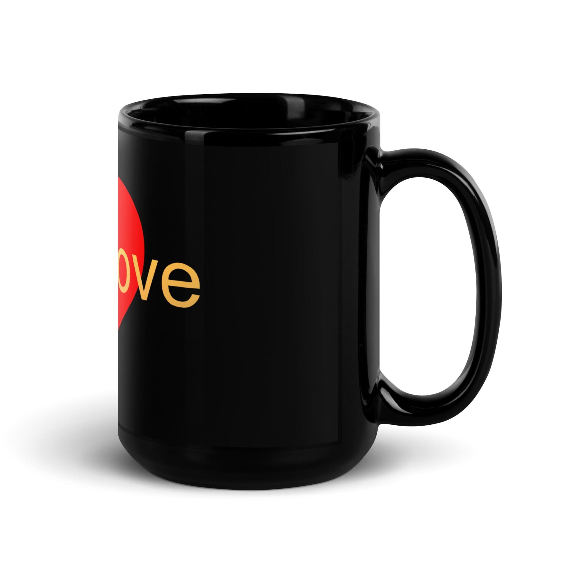Black Glossy Mug - One Love - Heart - Image 5