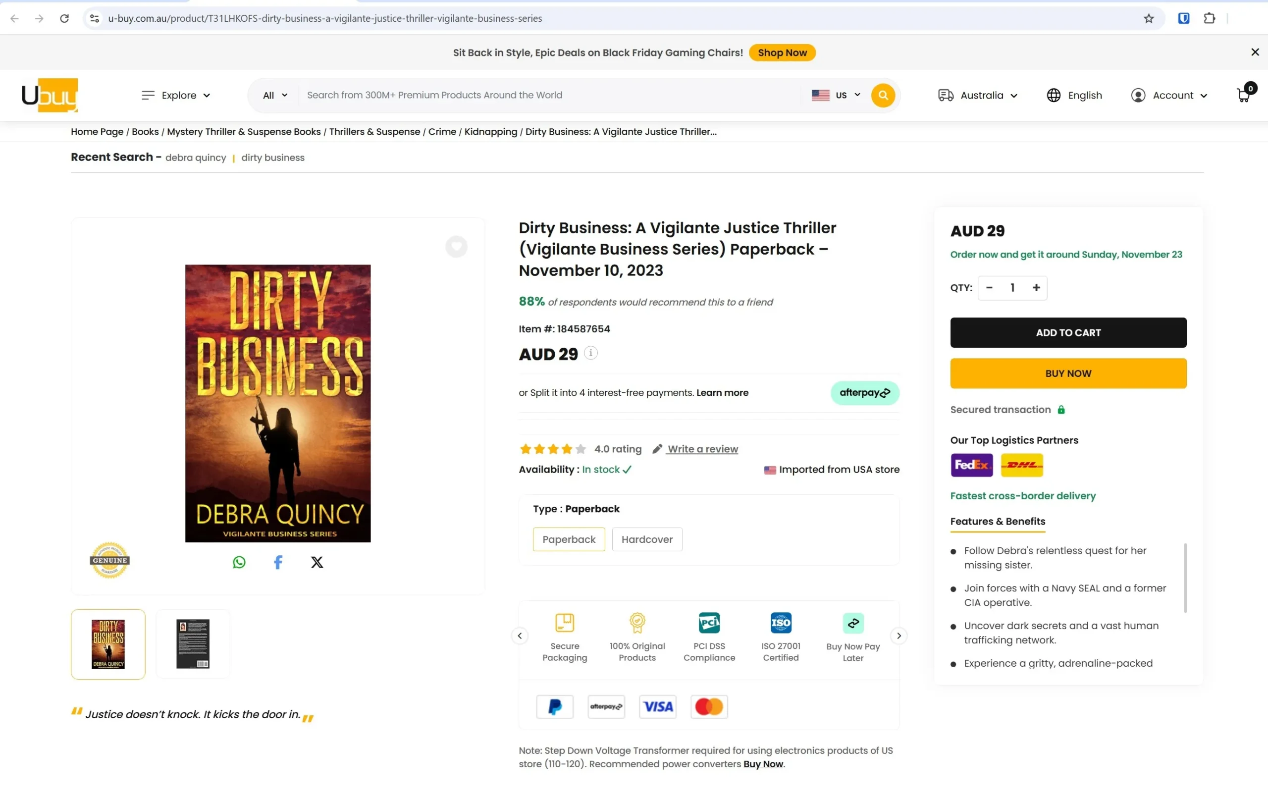 Deb's book illegally on Ubuy