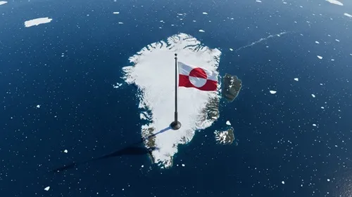 Flag waving over Greenland